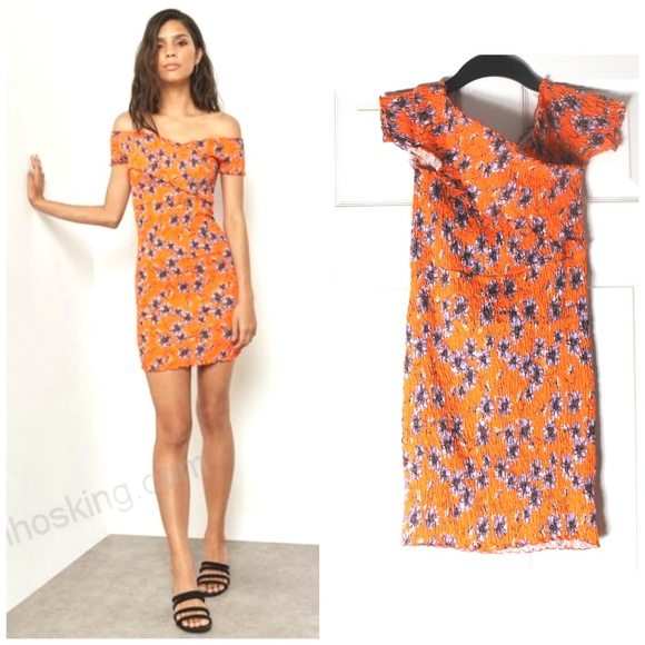 Topshop Dresses & Skirts - Topshop Orange Flower mini dress